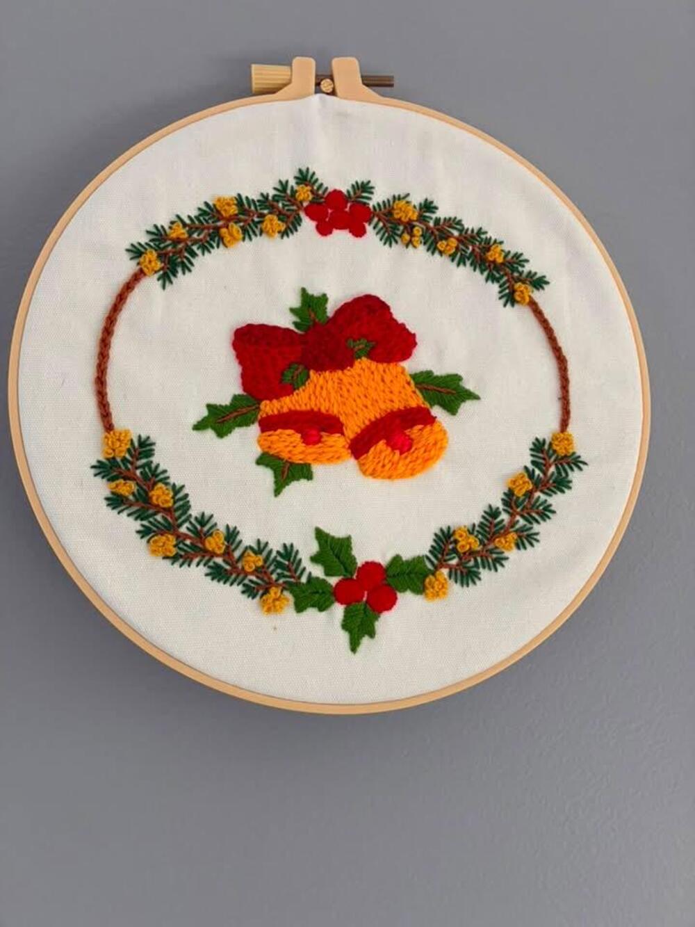 Hand Embroidered Christmas Bells Hoop | Holiday Wall Décor | Handmade Christmas